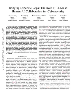 Bridging Expertise Gaps: The Role of LLMs in Human-AI Collaboration for Cybersecurity