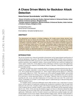 A Chaos Driven Metric for Backdoor Attack Detection