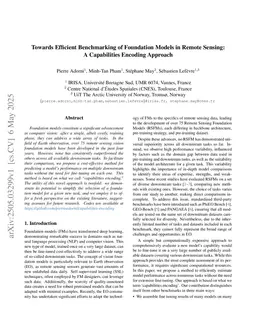 Towards Efficient Benchmarking of Foundation Models in Remote Sensing: A Capabilities Encoding Approach