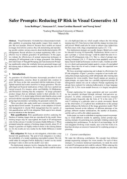 Safer Prompts: Reducing Risks from Memorization in Visual Generative AI