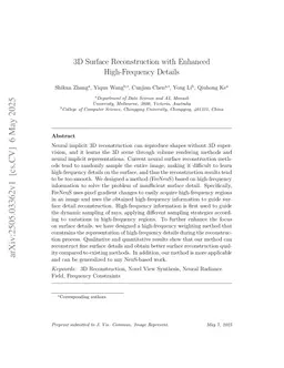 3D Surface Reconstruction with Enhanced High-Frequency Details