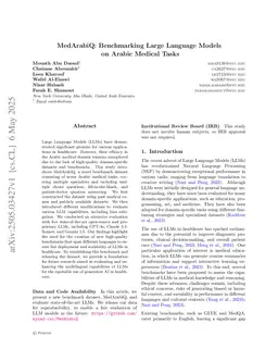 MedArabiQ: Benchmarking Large Language Models on Arabic Medical Tasks