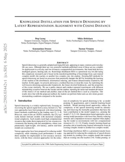 Knowledge Distillation for Speech Denoising by Latent Representation Alignment with Cosine Distance
