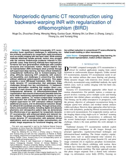 Nonperiodic dynamic CT reconstruction using backward-warping INR with regularization of diffeomorphism (BIRD)