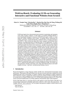 WebGen-Bench: Evaluating LLMs on Generating Interactive and Functional Websites from Scratch