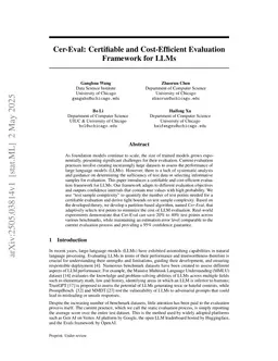 Cer-Eval: Certifiable and Cost-Efficient Evaluation Framework for LLMs
