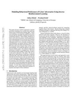 Modeling Behavioral Preferences of Cyber Adversaries Using Inverse Reinforcement Learning