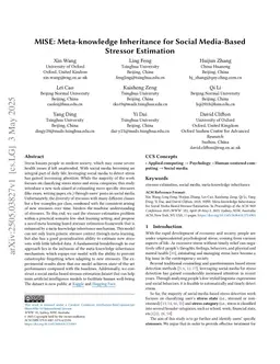 MISE: Meta-knowledge Inheritance for Social Media-Based Stressor Estimation