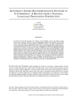 Sentiment-Aware Recommendation Systems in E-Commerce: A Review from a Natural Language Processing Perspective