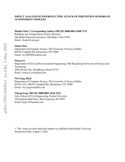 Impact Analysis of Inference Time Attack of Perception Sensors on Autonomous Vehicles