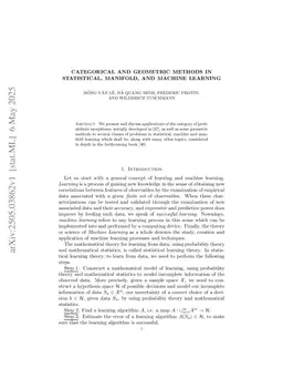 Categorical and geometric methods in statistical, manifold, and machine learning