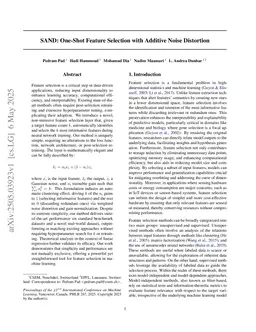 SAND: One-Shot Feature Selection with Additive Noise Distortion