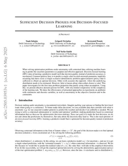 Sufficient Decision Proxies for Decision-Focused Learning