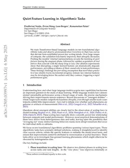 Quiet Feature Learning in Algorithmic Tasks