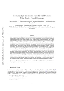 Learning High-dimensional Ionic Model Dynamics Using Fourier Neural Operators