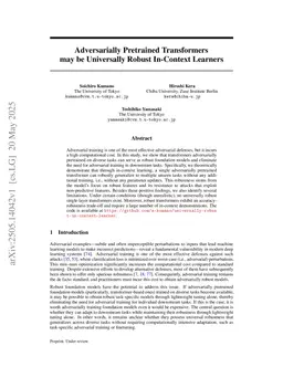 Adversarially Pretrained Transformers May Be Universally Robust In-Context Learners