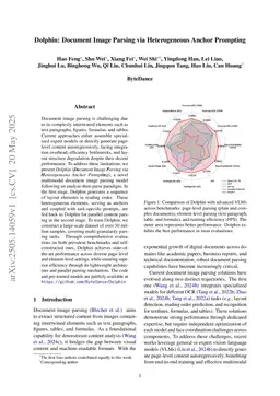 Dolphin: Document Image Parsing via Heterogeneous Anchor Prompting