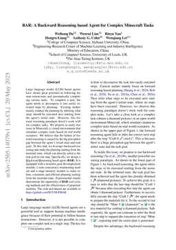 BAR: A Backward Reasoning based Agent for Complex Minecraft Tasks