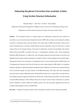 Enhancing Keyphrase Extraction from Academic Articles Using Section Structure Information
