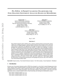 PL-FGSA: A Prompt Learning Framework for Fine-Grained Sentiment Analysis Based on MindSpore