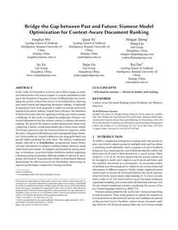 Bridge the Gap between Past and Future: Siamese Model Optimization for Context-Aware Document Ranking