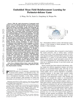 Embedded Mean Field Reinforcement Learning for Perimeter-defense Game