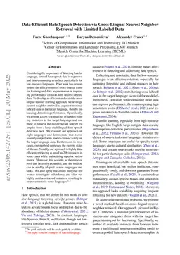 Data-Efficient Hate Speech Detection via Cross-Lingual Nearest Neighbor Retrieval with Limited Labeled Data