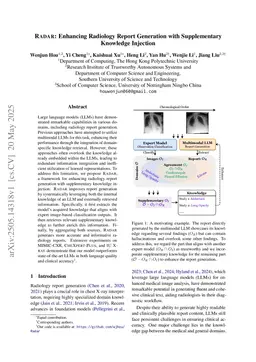 RADAR: Enhancing Radiology Report Generation with Supplementary Knowledge Injection
