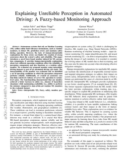 Explaining Unreliable Perception in Automated Driving: A Fuzzy-based Monitoring Approach
