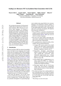 Scaling Low-Resource MT via Synthetic Data Generation with LLMs