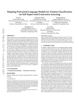 Adapting Pretrained Language Models for Citation Classification via Self-Supervised Contrastive Learning