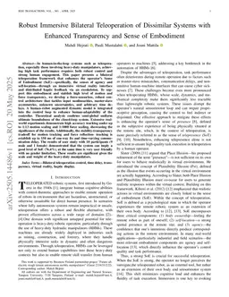 Robust Immersive Bilateral Teleoperation of Beyond-Human-Scale Systems with Enhanced Transparency and Sense of Embodiment