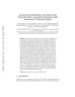 Automated Fetal Biometry Assessment with Deep Ensembles using Sparse-Sampling of 2D Intrapartum Ultrasound Images