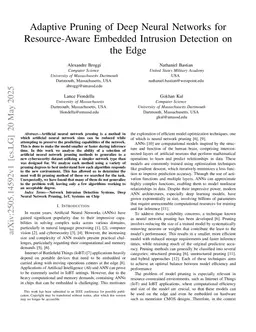 Adaptive Pruning of Deep Neural Networks for Resource-Aware Embedded Intrusion Detection on the Edge