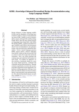 KERL: Knowledge-Enhanced Personalized Recipe Recommendation using Large Language Models