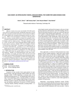 CAD-Coder: An Open-Source Vision-Language Model for Computer-Aided Design Code Generation