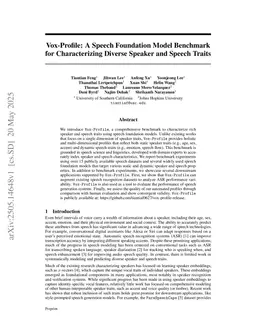 Vox-Profile: A Speech Foundation Model Benchmark for Characterizing Diverse Speaker and Speech Traits