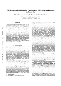 QUADS: QUAntized Distillation Framework for Efficient Speech Language Understanding