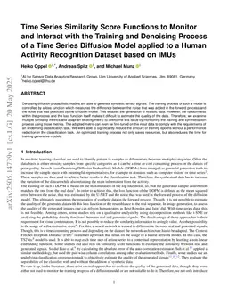 Time Series Similarity Score Functions to Monitor and Interact with the Training and Denoising Process of a Time Series Diffusion Model applied to a Human Activity Recognition Dataset based on IMUs