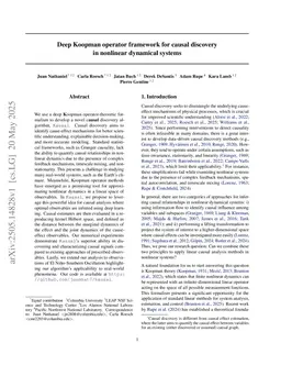 Deep Koopman operator framework for causal discovery in nonlinear dynamical systems