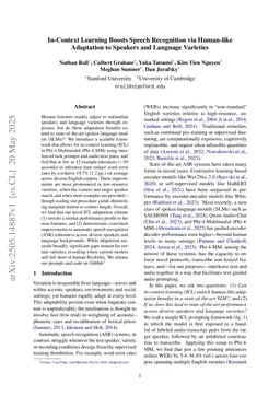 In-Context Learning Boosts Speech Recognition via Human-like Adaptation to Speakers and Language Varieties
