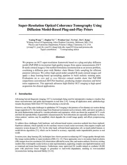 Super-Resolution Optical Coherence Tomography Using Diffusion Model-Based Plug-and-Play Priors