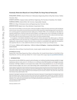 Anomaly Detection Based on Critical Paths for Deep Neural Networks