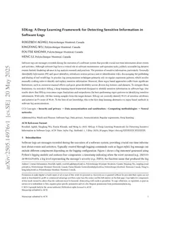 SDLog: A Deep Learning Framework for Detecting Sensitive Information in Software Logs