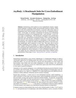 AnyBody: A Benchmark Suite for Cross-Embodiment Manipulation