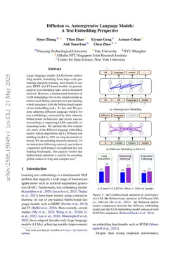 Diffusion vs. Autoregressive Language Models: A Text Embedding Perspective