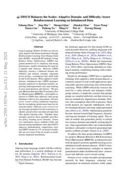 DISCO Balances the Scales: Adaptive Domain- and Difficulty-Aware Reinforcement Learning on Imbalanced Data
