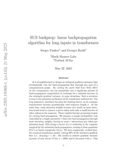 SUS backprop: linear backpropagation algorithm for long inputs in transformers