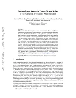 Object-Focus Actor for Data-efficient Robot Generalization Dexterous Manipulation