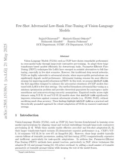 Few-Shot Adversarial Low-Rank Fine-Tuning of Vision-Language Models